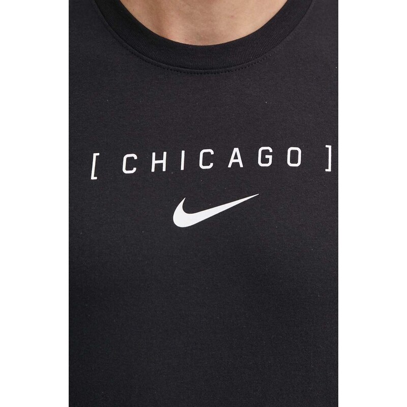 Nike tricou din bumbac Chicago Cubs barbati, culoarea negru, cu imprimeu