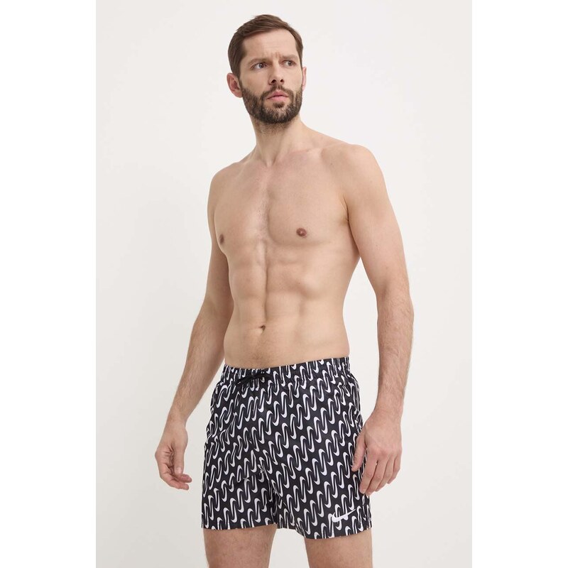Nike pantaloni scurti de baie Swoosh Link culoarea negru