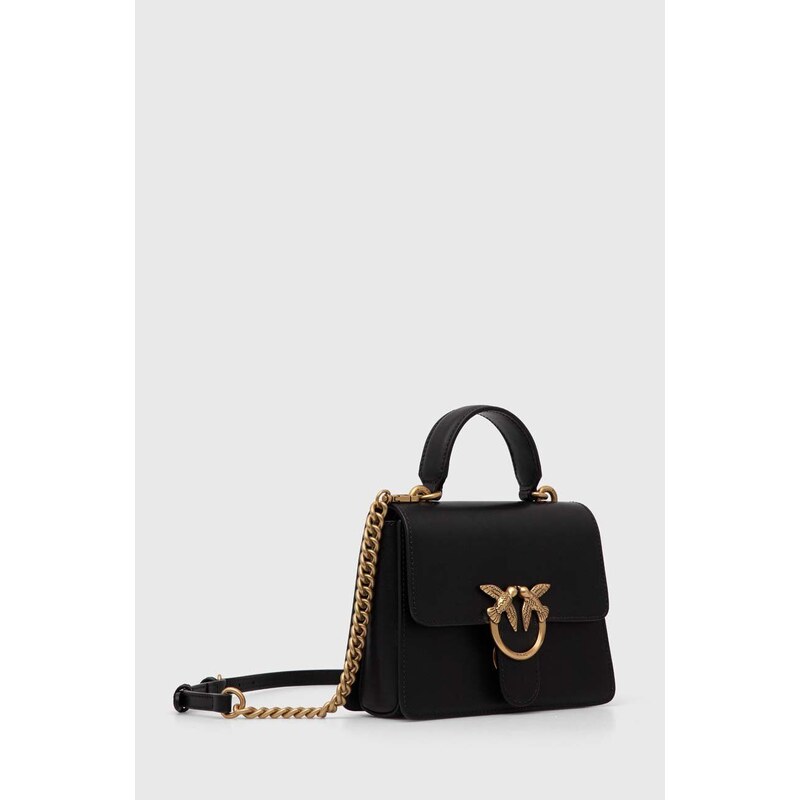Pinko poșetă de piele culoarea negru, 100071 A0F1