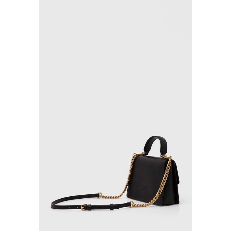 Pinko poșetă de piele culoarea negru, 100071 A0F1
