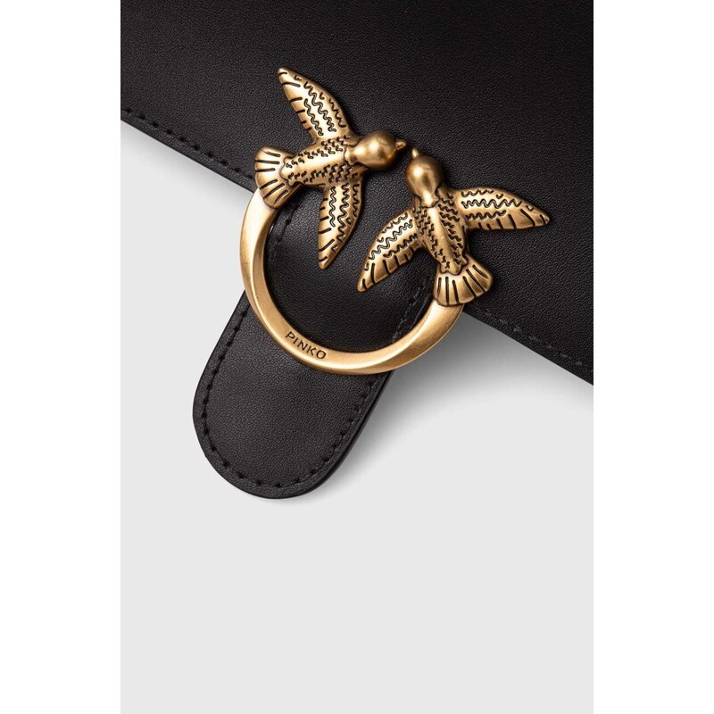 Pinko poșetă de piele culoarea negru, 100071 A0F1