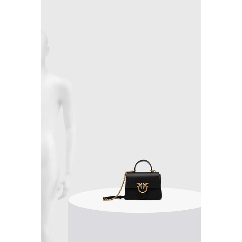 Pinko poșetă de piele culoarea negru, 100071 A0F1