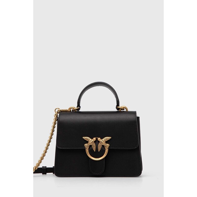 Pinko poșetă de piele culoarea negru, 100071 A0F1
