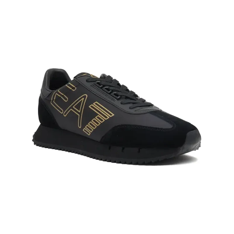 EA7 Sneakers cu adaos de piele