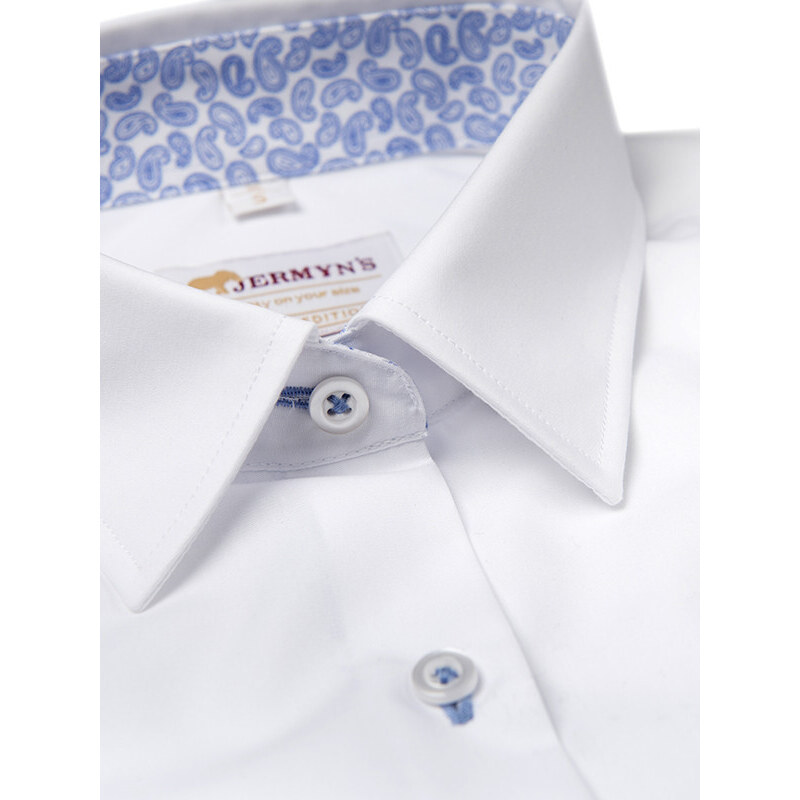 JERMYN'S Camasa Alba Dama EASY IRON - Exclusive Slim Fit cu garnitura paisley bleu (Marime: XL)