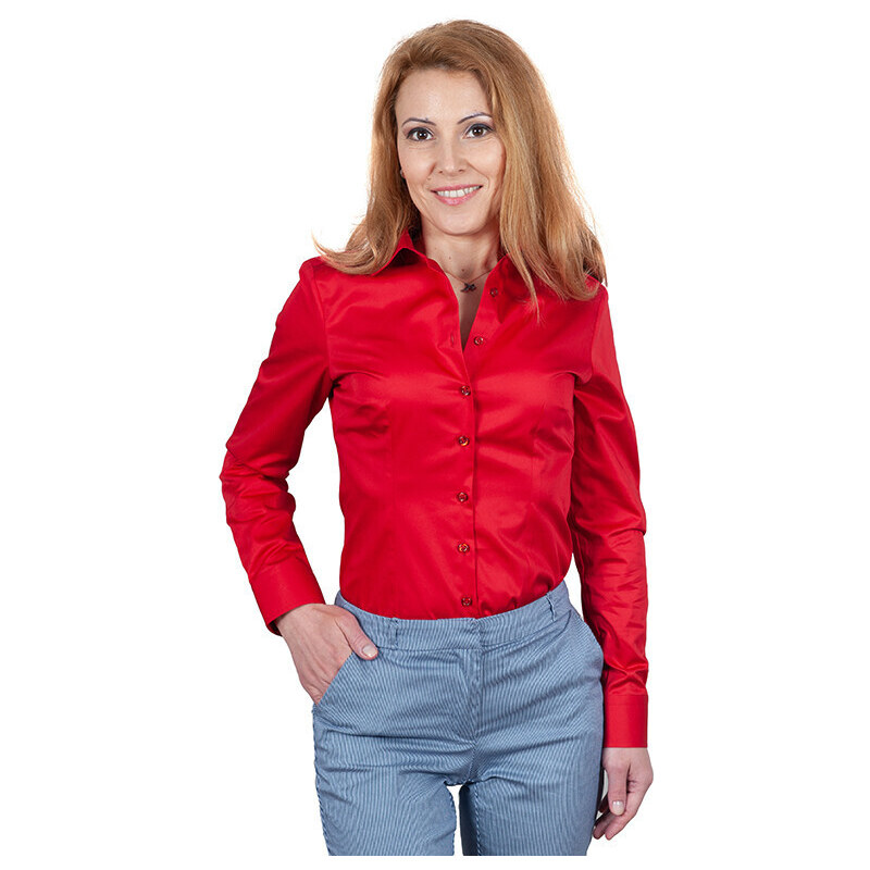 JERMYN'S Camasa eleganta dama rosu royal Luxury Slim Fit EASY IRON (Marime: 3XL)