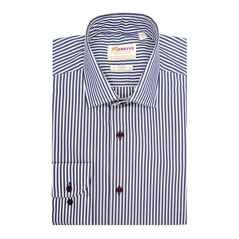 JERMYN'S Camasa slim office barbati in dungi bleumarin Luxury Slim Fit EASY IRON (Marime: L)