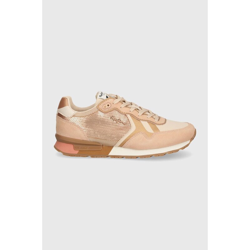 Pepe Jeans sneakers PLS40009 culoarea roz, BRIT SEQUINS W