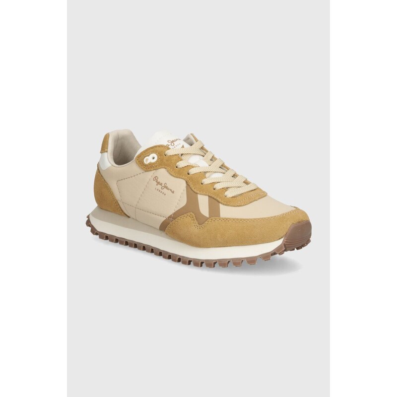 Pepe Jeans sneakers PLS40020 culoarea bej, BRIT-ON PRINTS W