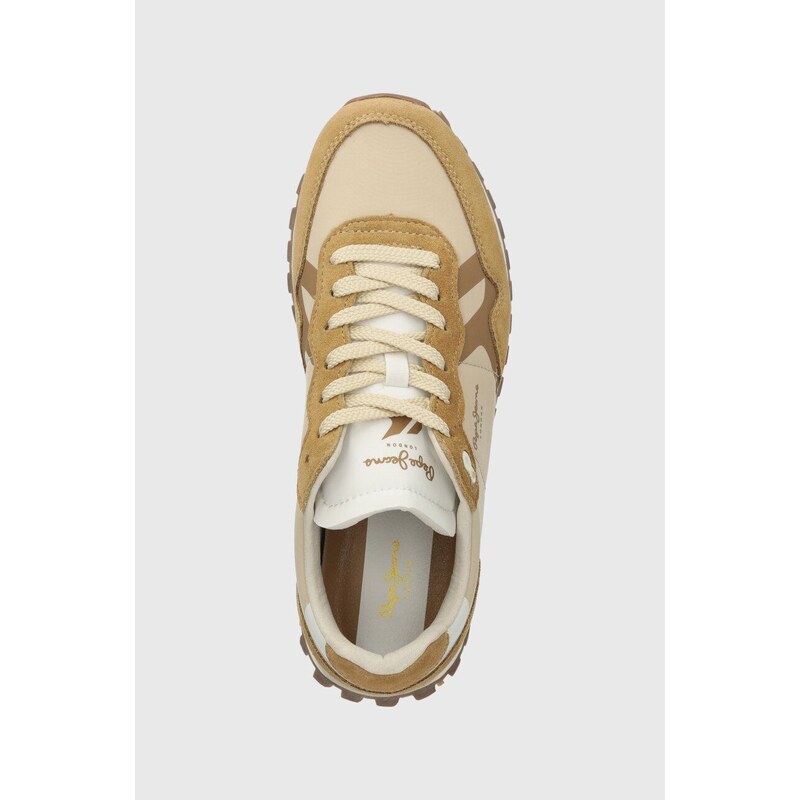 Pepe Jeans sneakers PLS40020 culoarea bej, BRIT-ON PRINTS W