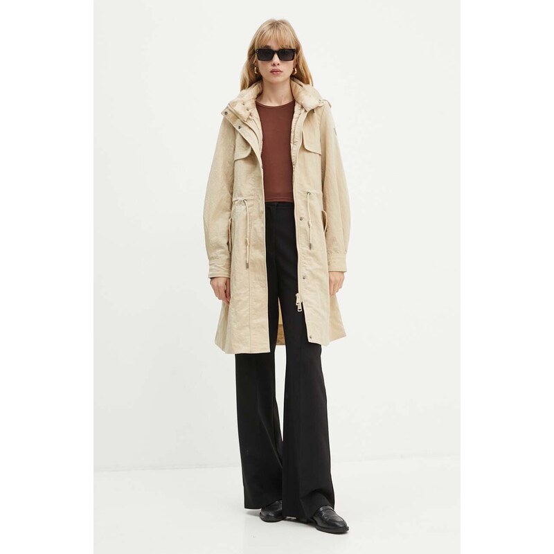 Guess geaca NATASHA femei, culoarea bej, de tranzitie, W4YL24 WGAW2