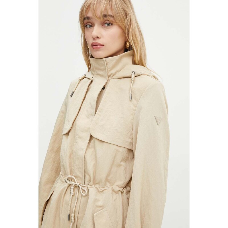 Guess geaca NATASHA femei, culoarea bej, de tranzitie, W4YL24 WGAW2