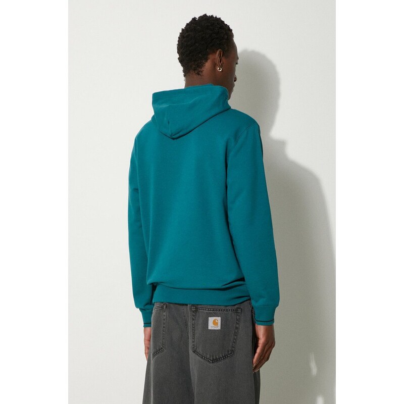 Puma hanorac de bumbac Classics Play Paris Hoodie barbati, culoarea turcoaz, cu glugă, cu imprimeu, 626766