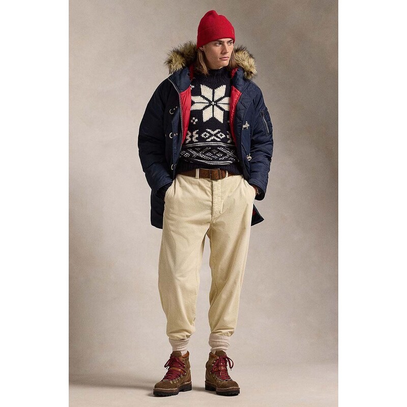 Polo Ralph Lauren geacă de puf barbati, culoarea albastru marin, de iarna, 710949233