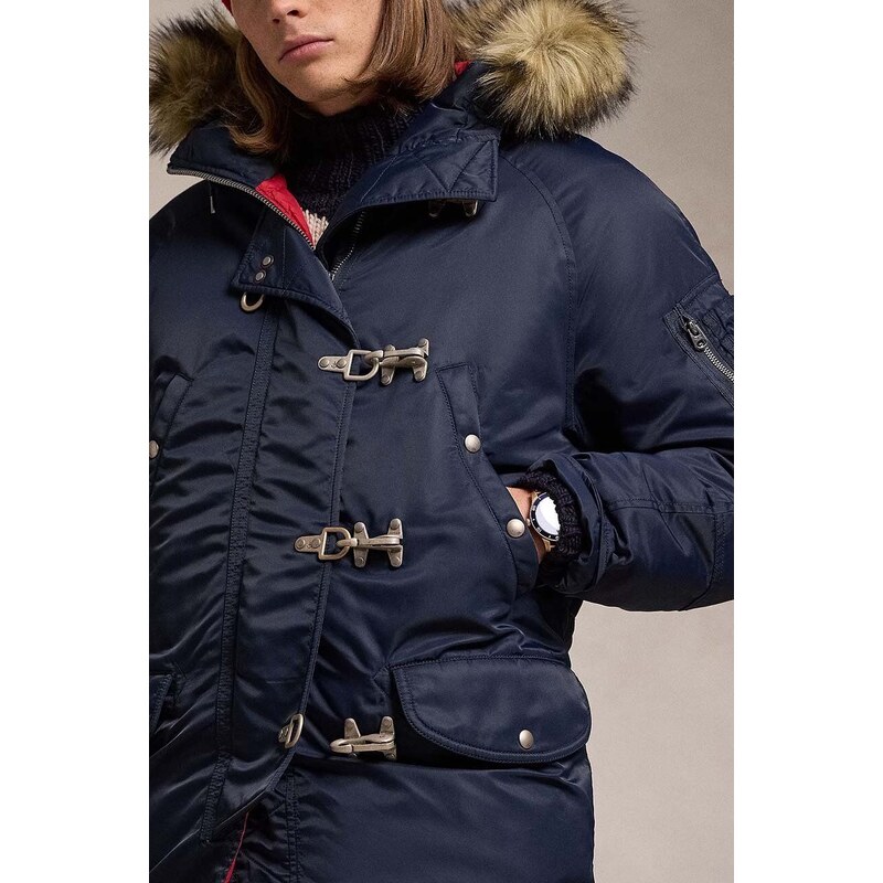 Polo Ralph Lauren geacă de puf barbati, culoarea albastru marin, de iarna, 710949233