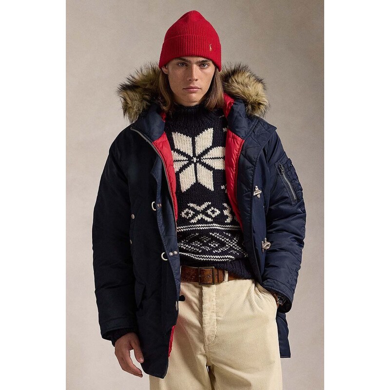 Polo Ralph Lauren geacă de puf barbati, culoarea albastru marin, de iarna, 710949233