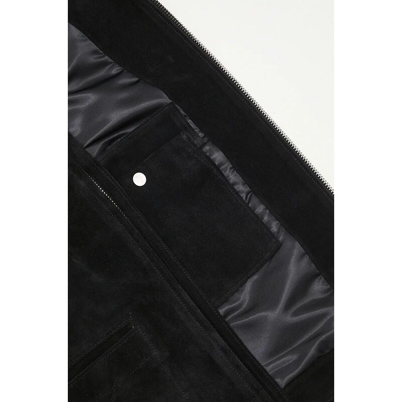 Filling Pieces geacă din piele întoarsă Leather Jacket Suede barbati, culoarea negru, de tranzitie, 75922791861
