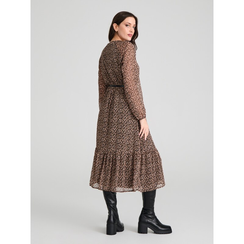 Sinsay - Rochie cu motiv animal - bej