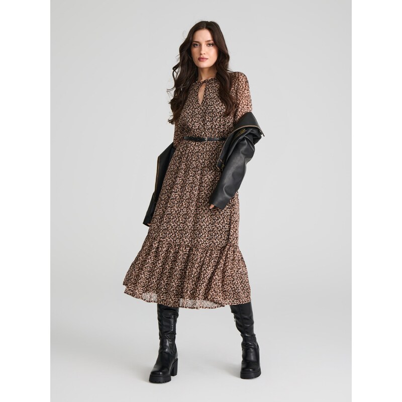 Sinsay - Rochie cu motiv animal - bej