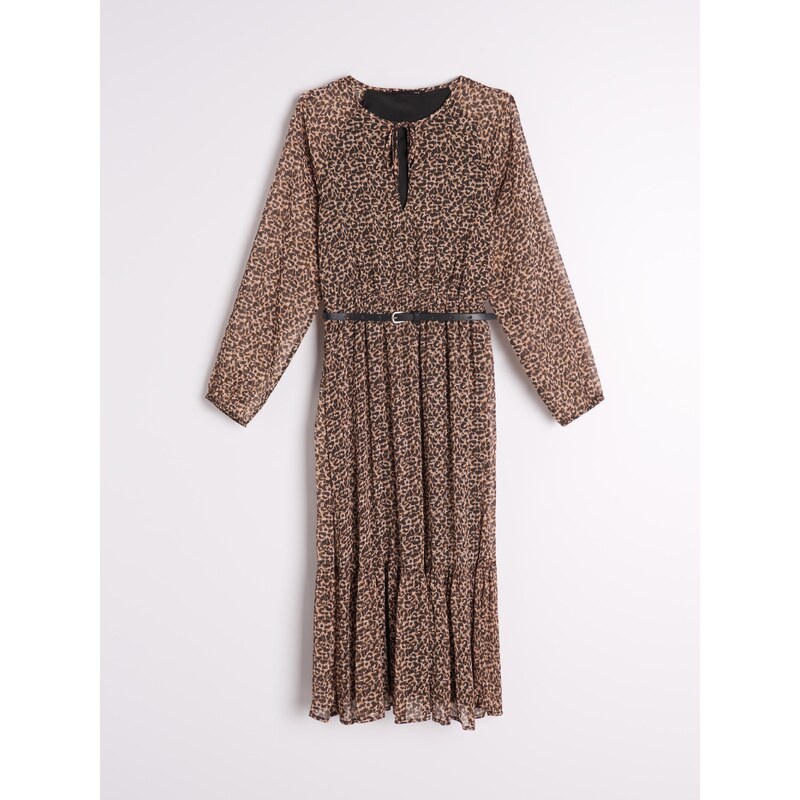 Sinsay - Rochie cu motiv animal - bej