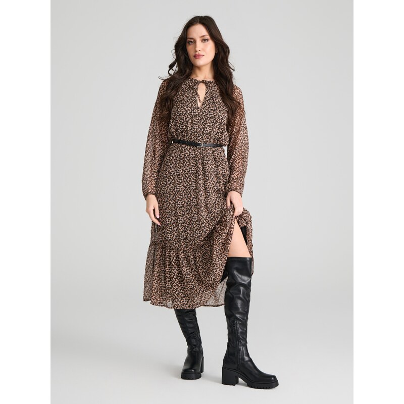 Sinsay - Rochie cu motiv animal - bej