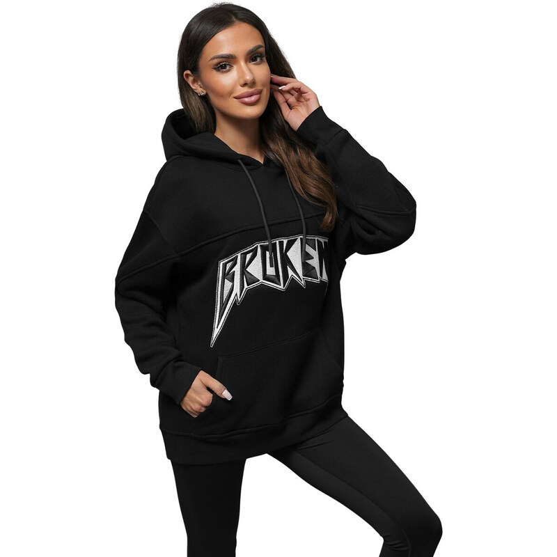 Hanorac oversize negru OZONEE O/SWE23019Z
