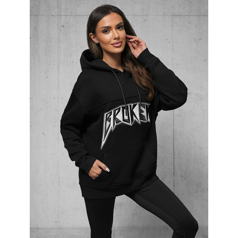 Hanorac oversize negru OZONEE O/SWE23019Z