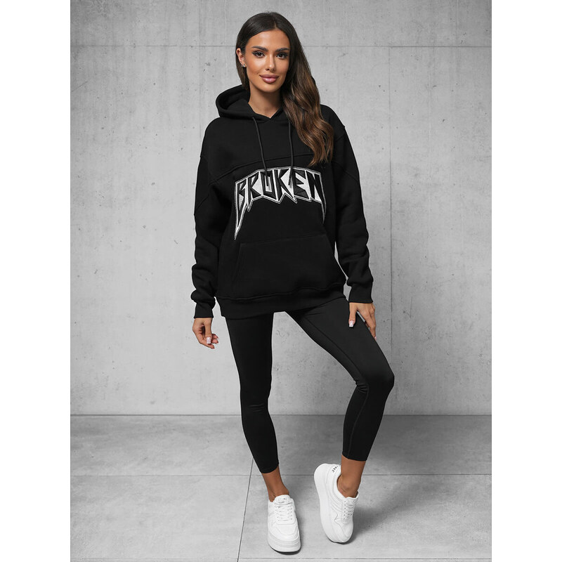 Hanorac oversize negru OZONEE O/SWE23019Z
