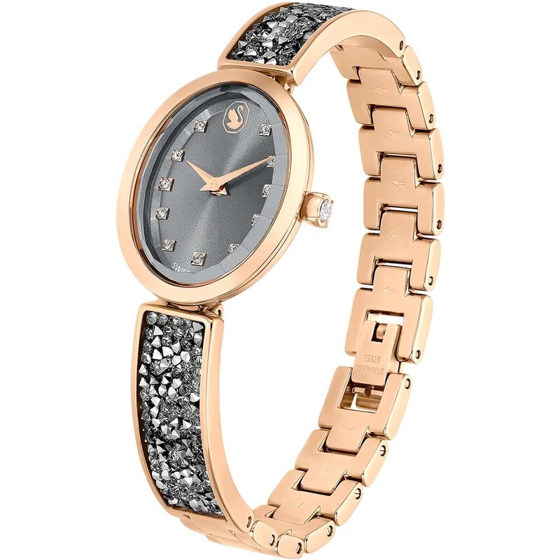 Swarovski ceas CRYSTAL ROCK OVAL femei, culoarea gri, 5711695