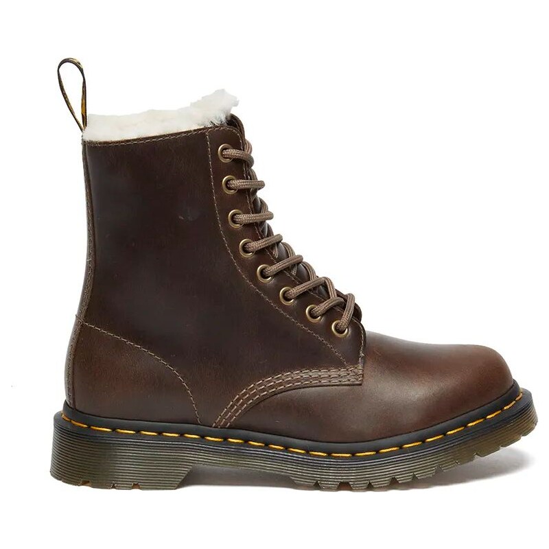 Dr. Martens bocanci de piele 1460 Pascal Serena femei, culoarea maro, cu toc plat, izolat, DM32019777