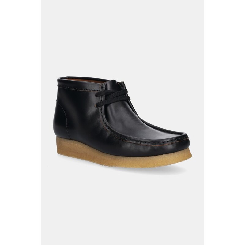 Clarks Originals pantofi de piele Wallabee Boot barbati, culoarea negru, 26179167