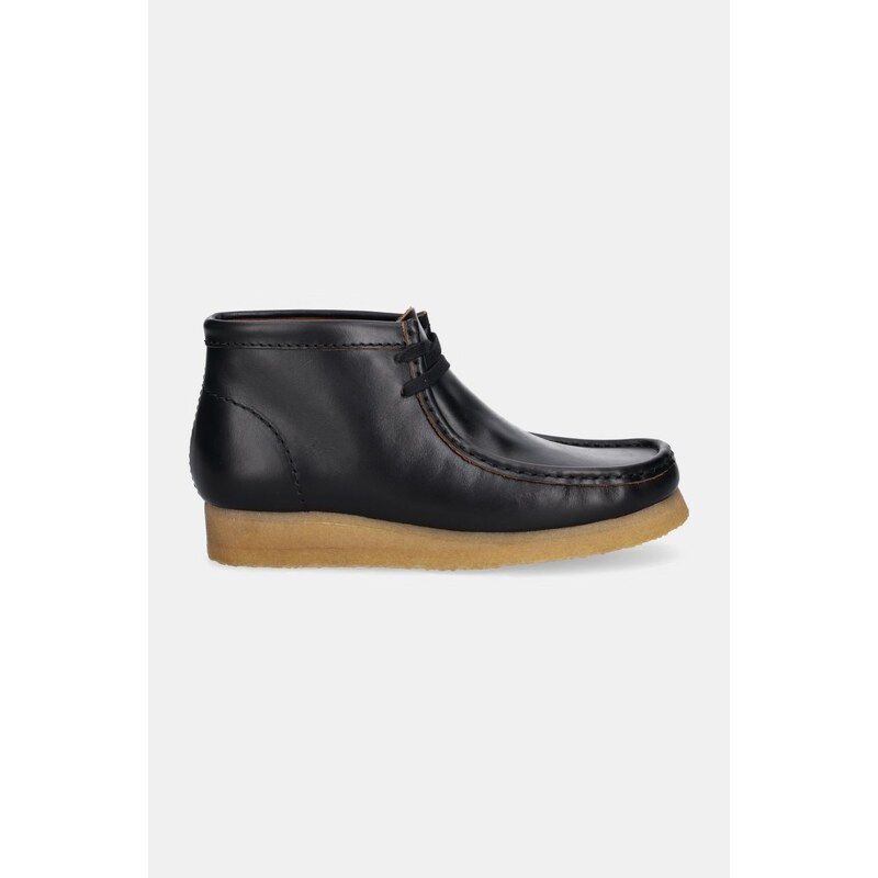 Clarks Originals pantofi de piele Wallabee Boot barbati, culoarea negru, 26179167