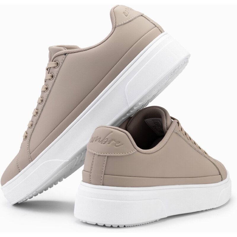 Ombre Cizme sport din piele ecologică pentru bărbați cu talpă groasă - cenușă V1 OM-FOSL-0166