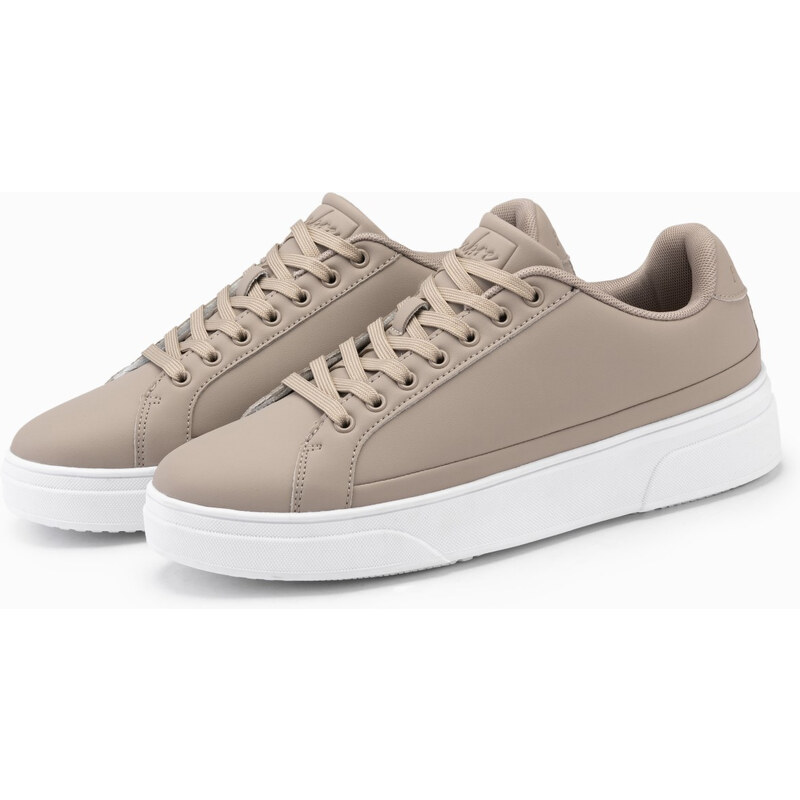 Ombre Cizme sport din piele ecologică pentru bărbați cu talpă groasă - cenușă V1 OM-FOSL-0166