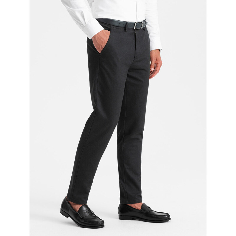 Ombre Pantaloni chino clasici pentru bărbați cu textură fină - negru V5 OM-PACP-0188