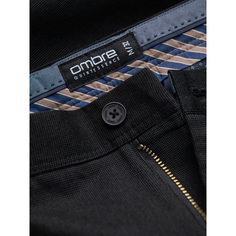 Ombre Pantaloni chino clasici pentru bărbați cu textură fină - negru V5 OM-PACP-0188