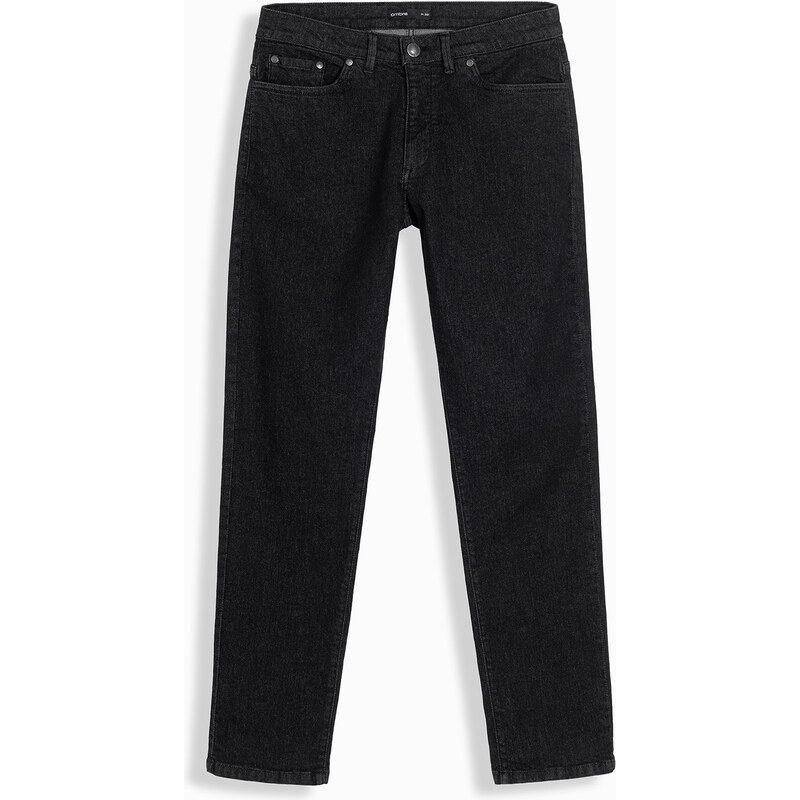 Ombre Pantaloni clasici din denim pentru bărbați REGULAR FIT - negru V2 OM-PADP-0152