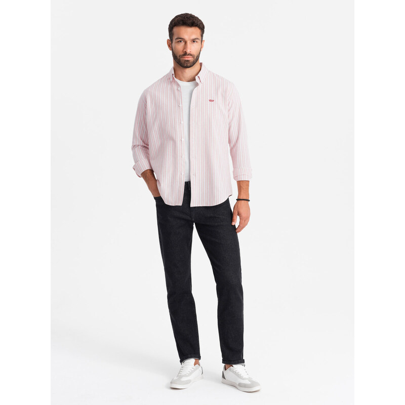 Ombre Pantaloni clasici din denim pentru bărbați REGULAR FIT - negru V2 OM-PADP-0152