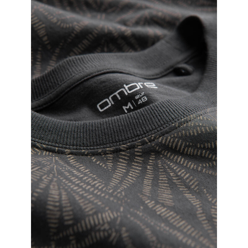 Ombre Tricou bărbătesc cu imprimeu complet în frunze de palmier - grafit V4 OM-TSFP-0182