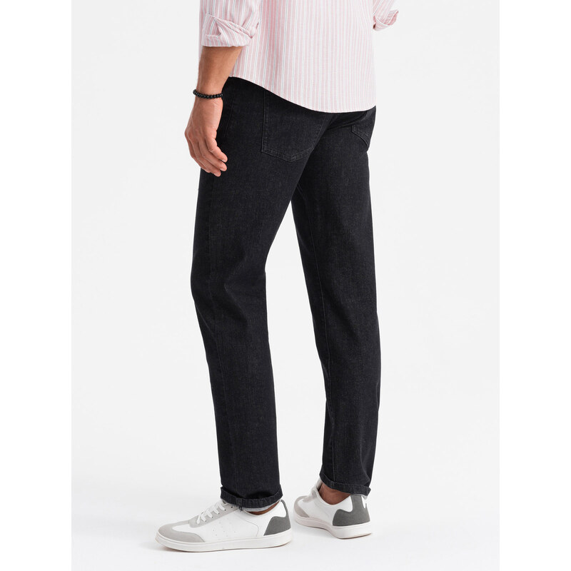 Ombre Pantaloni clasici din denim pentru bărbați REGULAR FIT - negru V2 OM-PADP-0152