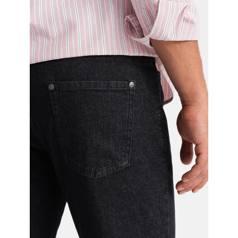 Ombre Pantaloni clasici din denim pentru bărbați REGULAR FIT - negru V2 OM-PADP-0152