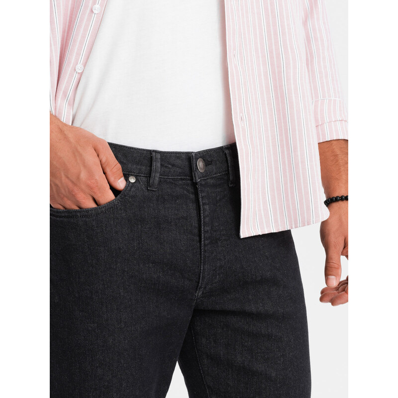 Ombre Pantaloni clasici din denim pentru bărbați REGULAR FIT - negru V2 OM-PADP-0152