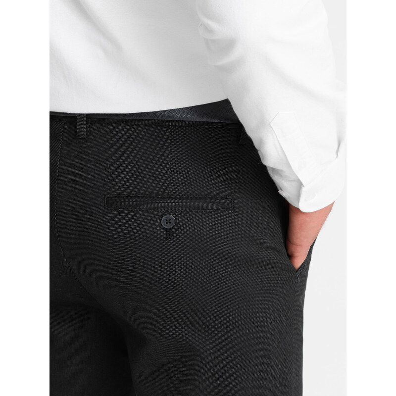 Ombre Pantaloni chino clasici pentru bărbați cu textură fină - negru V5 OM-PACP-0188