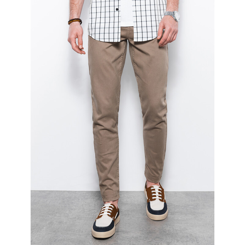 Ombre Pantaloni chino barbati - bej inchis P1059