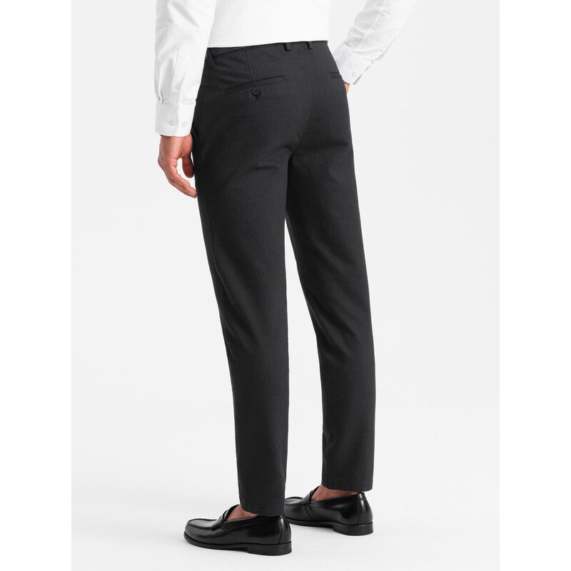Ombre Pantaloni chino clasici pentru bărbați cu textură fină - negru V5 OM-PACP-0188