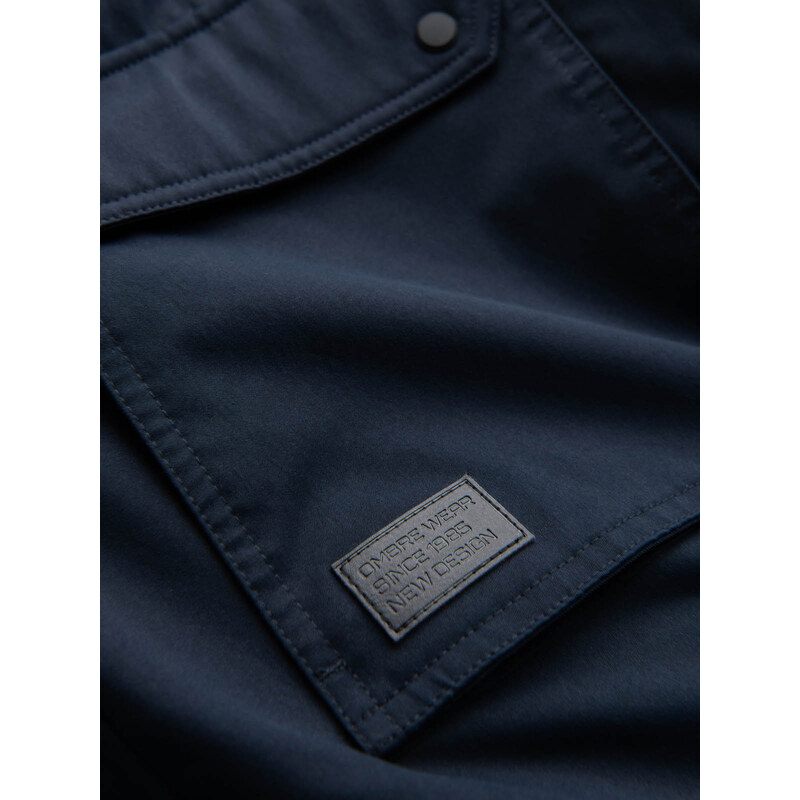 Ombre Jachetă lungă sherpa parka pentru bărbați – albastru marin V2 OM-JALJ-0181