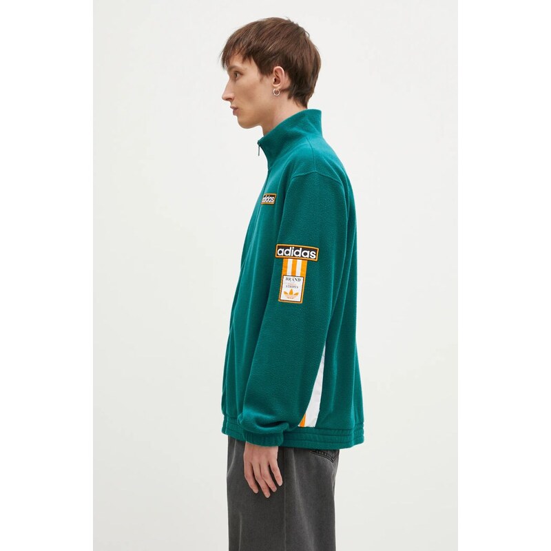 adidas Originals bluză Polarfleece Adibreak Tracktop barbati, culoarea verde, cu imprimeu, IW5815