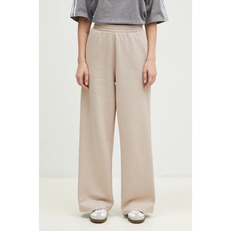 adidas Originals pantaloni de trening Femme Galore Wideleg Fleece Pants culoarea bej, uni, JN3029