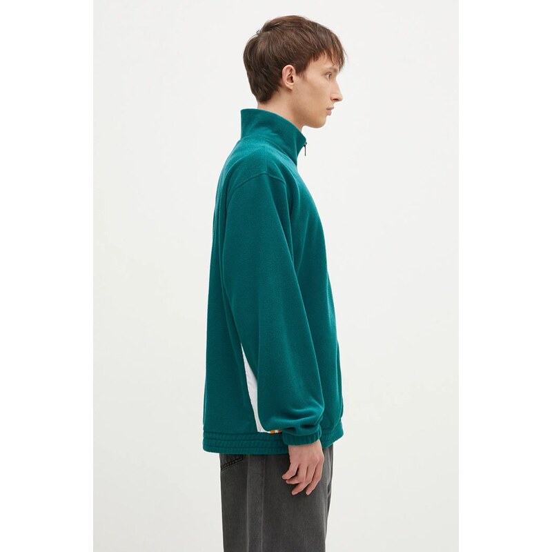 adidas Originals bluză Polarfleece Adibreak Tracktop barbati, culoarea verde, cu imprimeu, IW5815