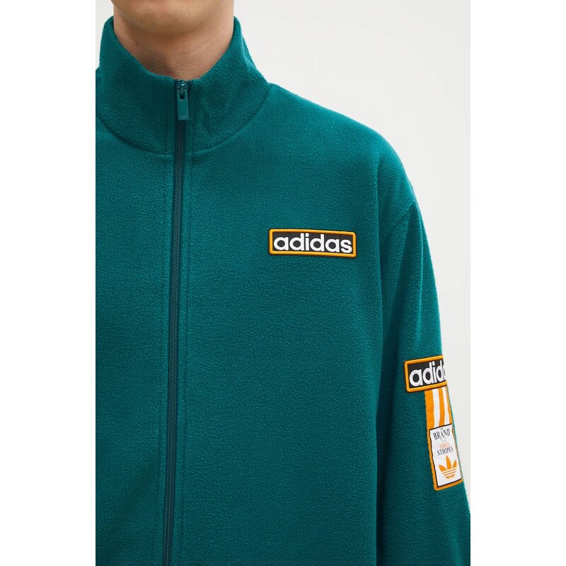 adidas Originals bluză Polarfleece Adibreak Tracktop barbati, culoarea verde, cu imprimeu, IW5815